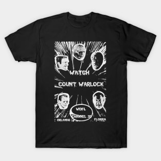 COUNT WARLOCK Horror Movie Host WOFL Orlando T-Shirt